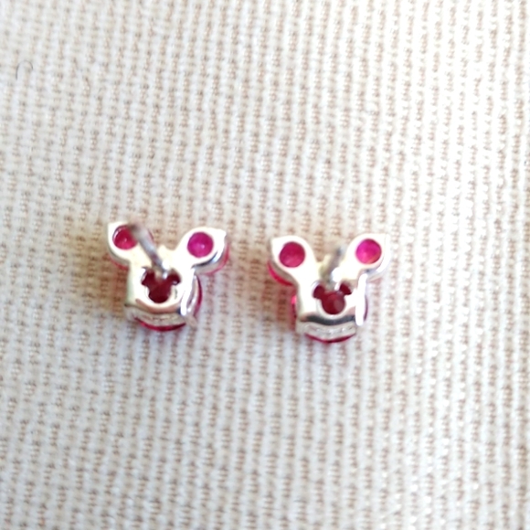DIAMONIQUE FUCHSIA/RED CRYSTAL MICKEY EARRINGS - Picture 3 of 4